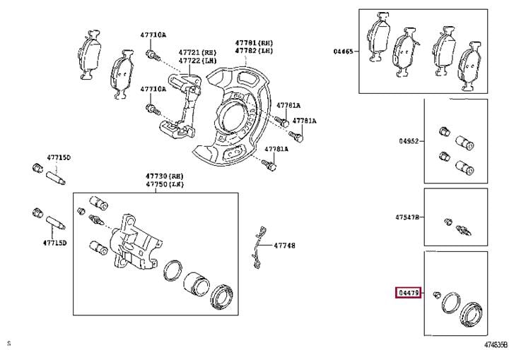 Toyota 04478-0D050 Repair Kit, brake caliper 044780D050