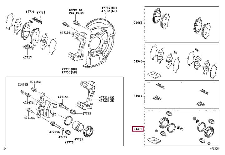 Toyota 04478-28050 Repair Kit, brake caliper 0447828050