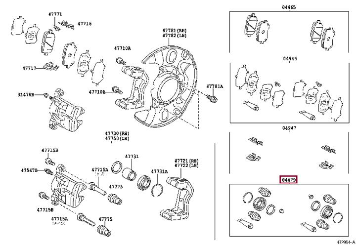 Toyota 04479-02100 Repair Kit, brake caliper 0447902100