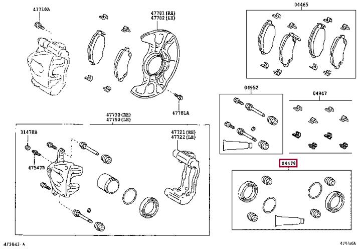 Toyota 04479-05050 Repair Kit, brake caliper 0447905050