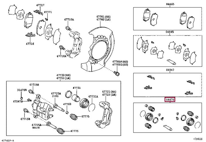 Toyota 04479-44020 Repair Kit, brake caliper 0447944020