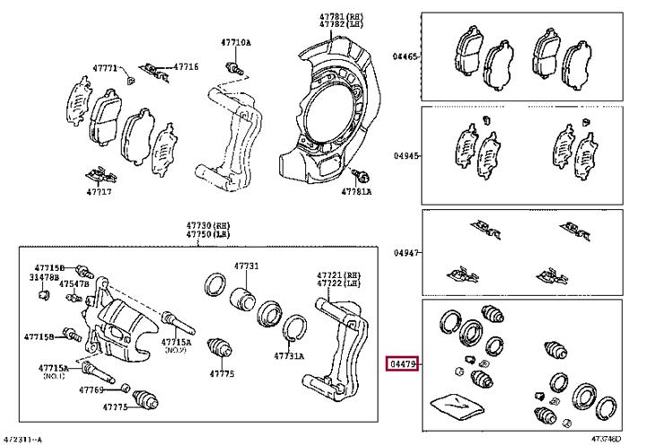 Toyota 04479-48020 Repair Kit, brake caliper 0447948020