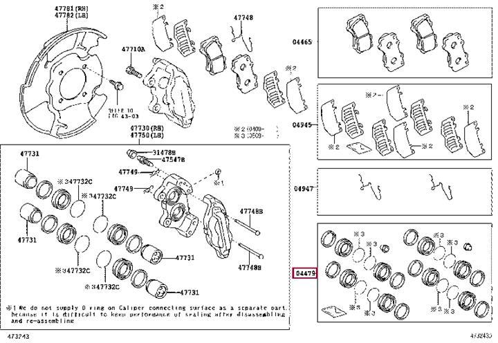 Toyota 04479-60081 Repair Kit, brake caliper 0447960081