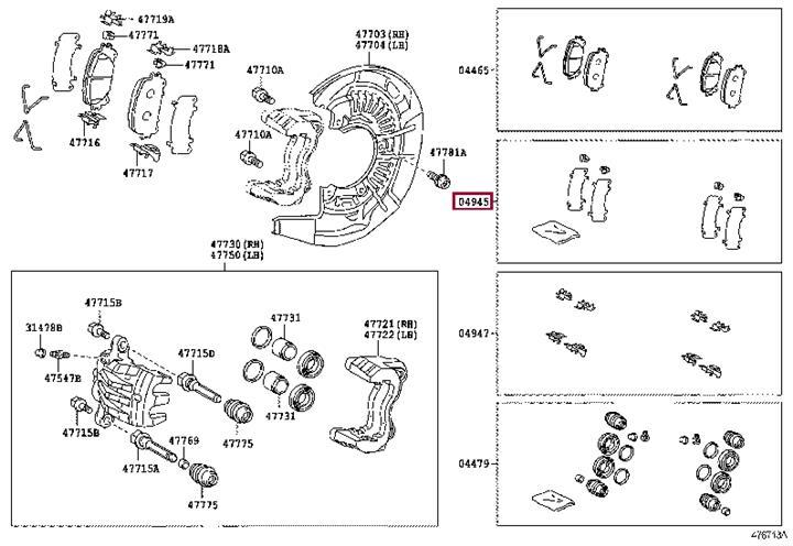 Brake pad fitting kit Toyota 04945-48150