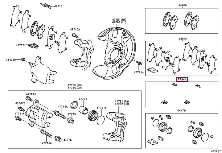 Toyota 04947-02050 Brake pad fitting kit 0494702050 0494702050 Toyota Brake pad fitting kit