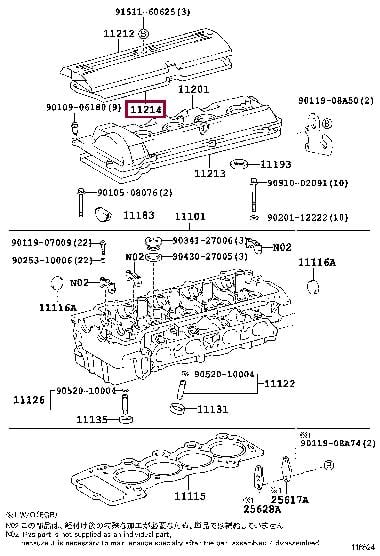 Toyota 11214-76010 Gasket, cylinder head cover 1121476010
