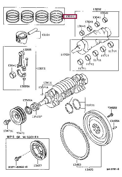Toyota 13011-11140 Piston Ring Kit 1301111140