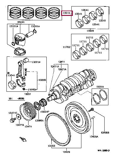 Toyota 13011-64213 Piston Ring Kit 1301164213