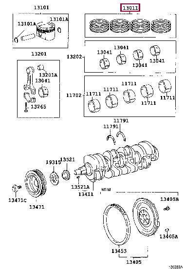 Toyota 13011-88601 Piston Ring Kit 1301188601 1301188601 Toyota Piston Ring Kit