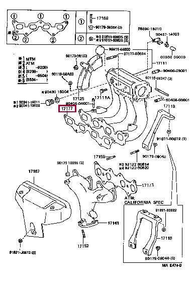 Toyota 17177-11021 Gasket, intake manifold 1717711021