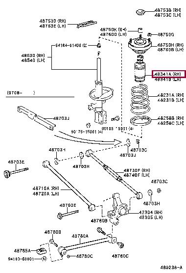 Toyota 48341-20280 Rear suspension shock 4834120280