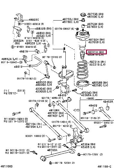 Toyota 48341-48010 Rubber buffer, suspension 4834148010