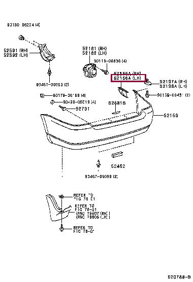 5215612270 Toyota SUPPORT, RR BUMPER