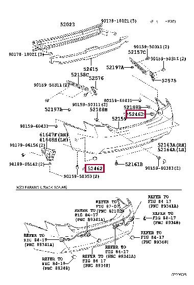 5246233010 Toyota PAD, RR BUMPER, RH