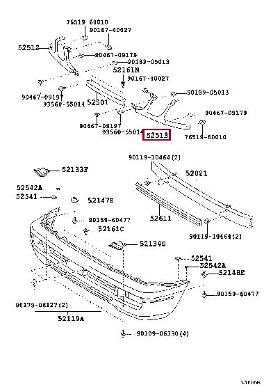 Toyota 52513-60901-J0 Auto part 5251360901J0 5251360901J0 Toyota Auto part