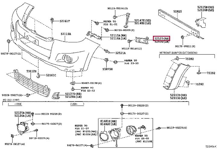 525330K050 Toyota BRACKET, FR BUMPER R