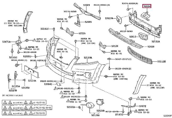 5261442060 Toyota ABSORBER, FR BUMPER