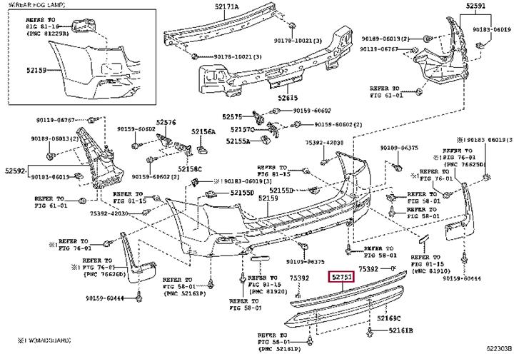 5275148020 Toyota Trim rear bumper