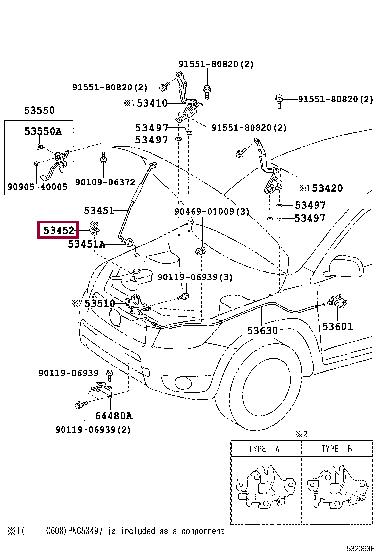 5345242010 Toyota Bonnet Stay