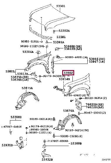 538020C080 Toyota Wing