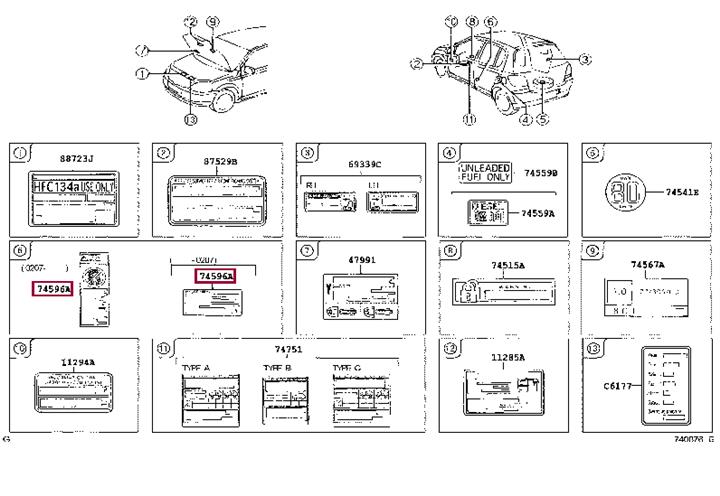 7459653010 Toyota Label