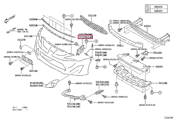 SU00301538 Toyota DUCT RAD SD LH
