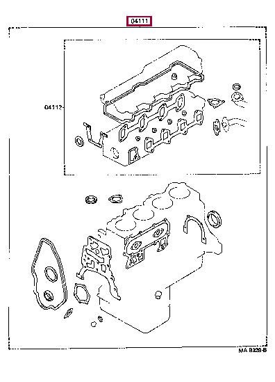 Top gasket Toyota Dyna: 0411154104 Toyota Gasket Set, cylinder head