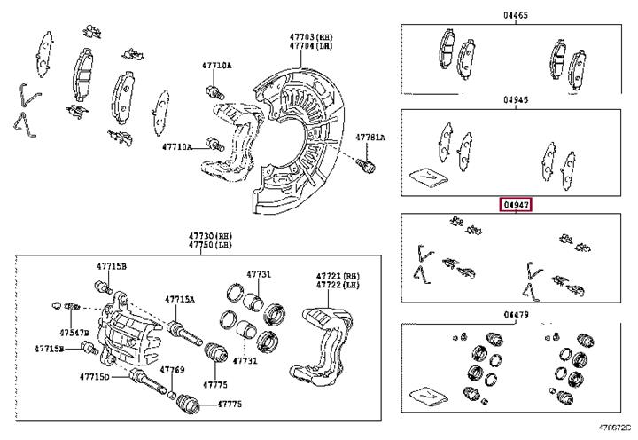 049470T010 Toyota Brake pad fitting kit
