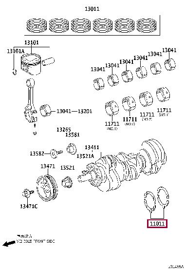 Toyota 11011-31040 GUIDE,CRANKSHAFT BEARING, set 1101131040 1101131040 Toyota GUIDE,CRANKSHAFT BEARING, set