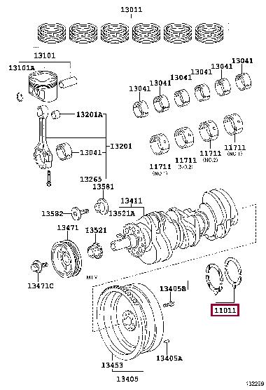 Toyota 11011-31071 GUIDE,CRANKSHAFT BEARING, set 1101131071 1101131071 Toyota GUIDE,CRANKSHAFT BEARING, set