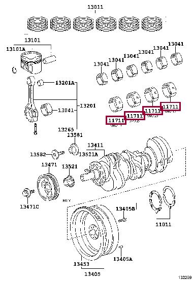 Toyota 11071-31050-04 Big-end bearing ki 110713105004