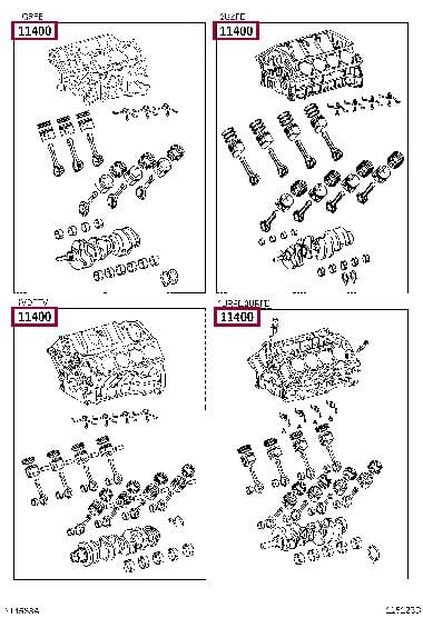 1140038130 Toyota Cylinder block assembly