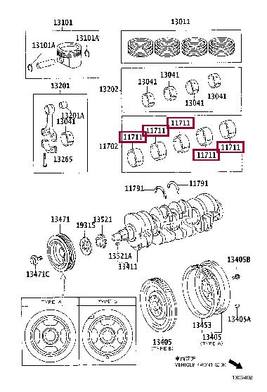 Toyota 11701-22011-01 Big-end bearing ki 117012201101
