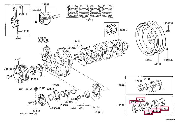 Toyota 11701-30020-03 Main bearings, crankshaft 117013002003