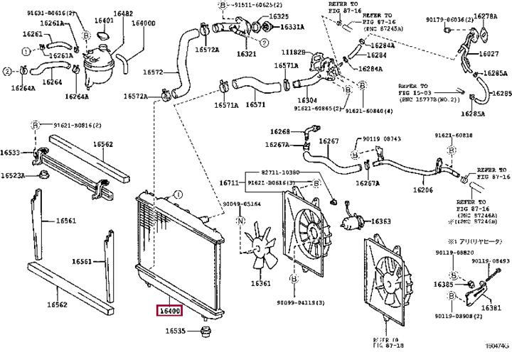 Engine cooling radiator Toyota Picnic: 164006A170 Toyota Engine cooling radiator