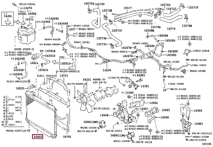 Engine cooling radiator Toyota Previa: 1640076062 Toyota Engine cooling radiator