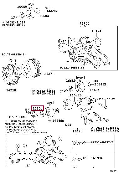 Toyota 16603-31050 Idler Pulley 1660331050