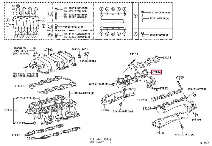 Toyota 17104-50121 Exhaust manifold 1710450121