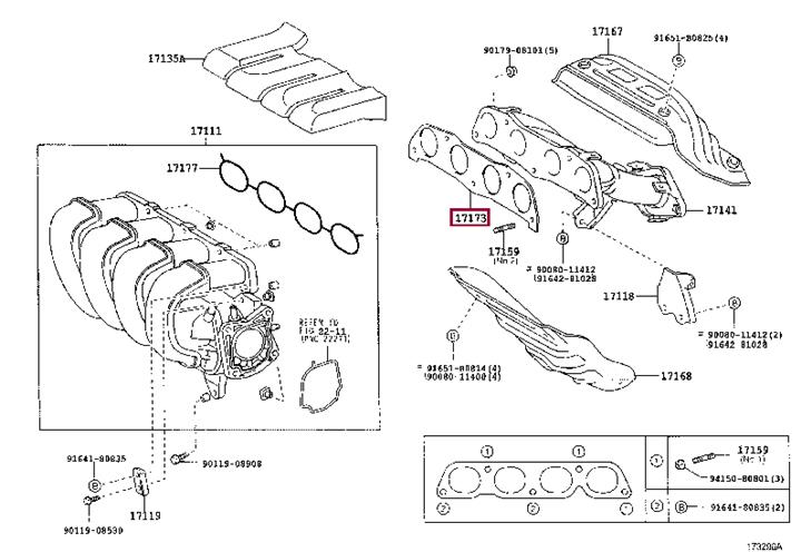 Toyota 17173-0D020 Exhaust manifold dichtung 171730D020