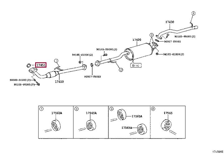 Exhaust pipe gasket Toyota Hilux: 174510L010 Toyota O-ring exhaust system