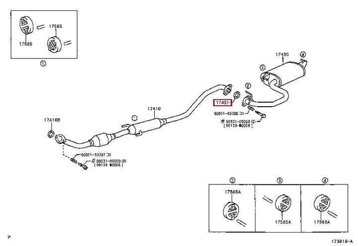 Exhaust pipe gasket Toyota: 174510R020 Toyota O-ring exhaust system