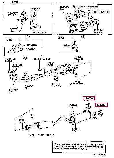 Toyota 17561-73020 Exhaust mounting bracket 1756173020