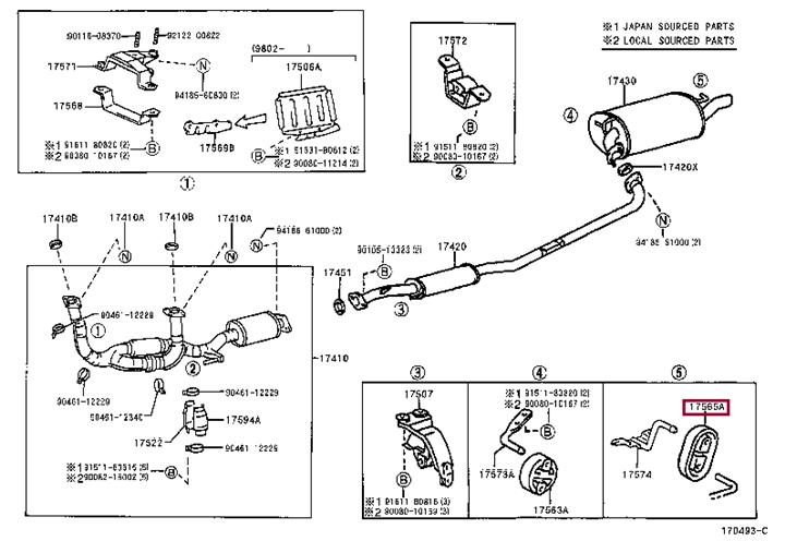Toyota 17565-20050 Exhaust mounting bracket 1756520050