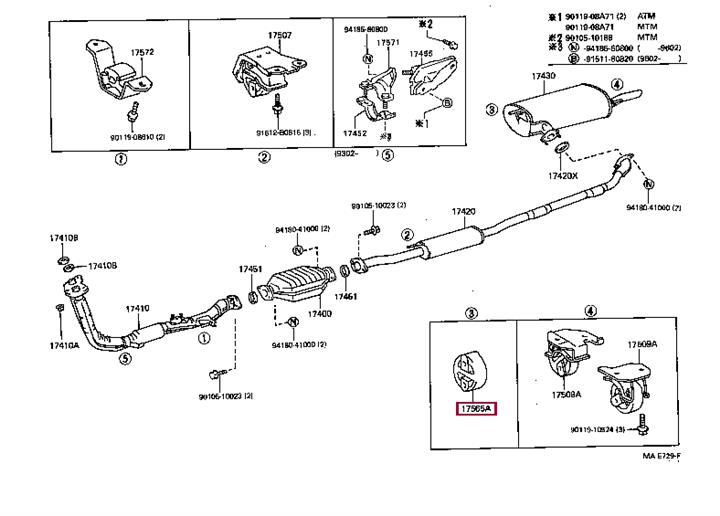 Toyota 17565-74280 Exhaust mounting bracket 1756574280