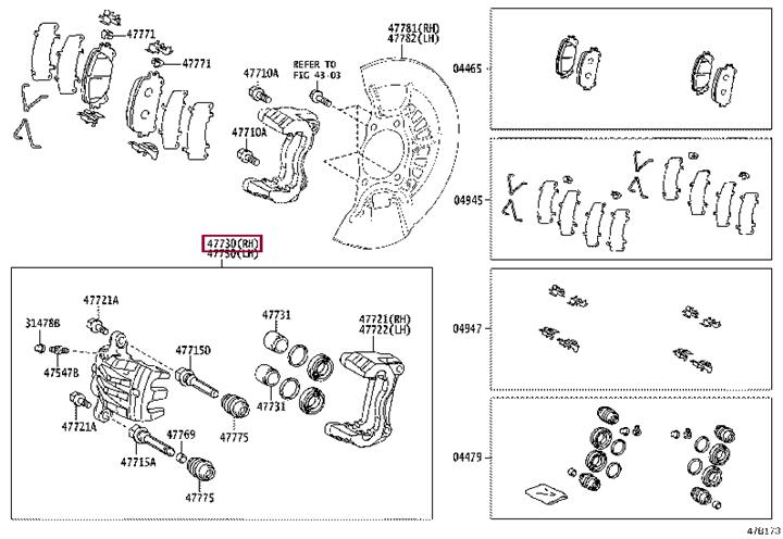 Toyota 47730-48150 Brake caliper rear right 4773048150