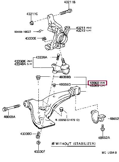 Toyota 48068-16060 Track Control Arm 4806816060