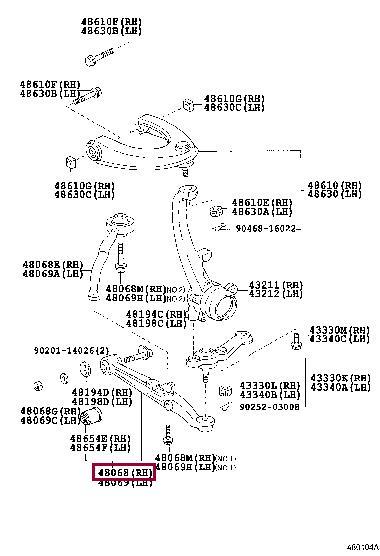 Toyota 48068-22140 Track Control Arm 4806822140 4806822140 Toyota Track Control Arm