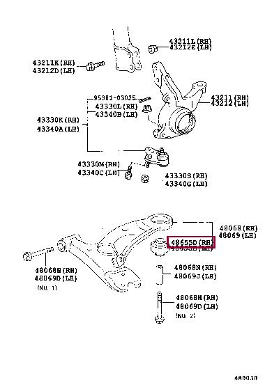 Rubber bushes Toyota Caldina: 4865520261 Toyota Front lower control arm rear bushing