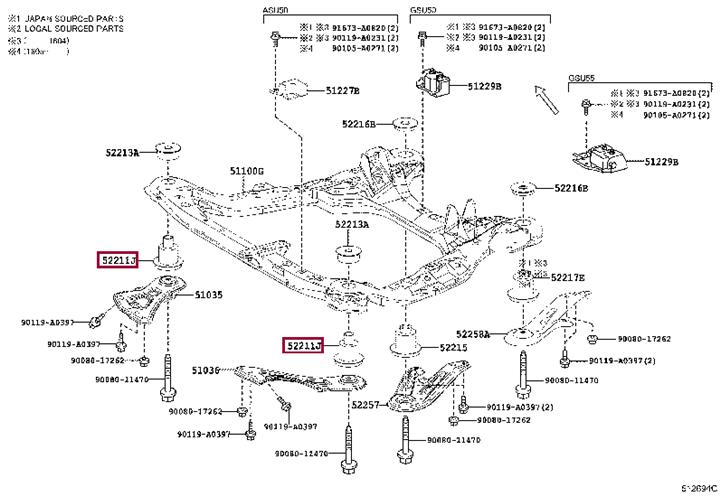 Toyota 52211-0E010 CUSHION, FR SUSP MEM 522110E010 522110E010 Toyota CUSHION, FR SUSP MEM