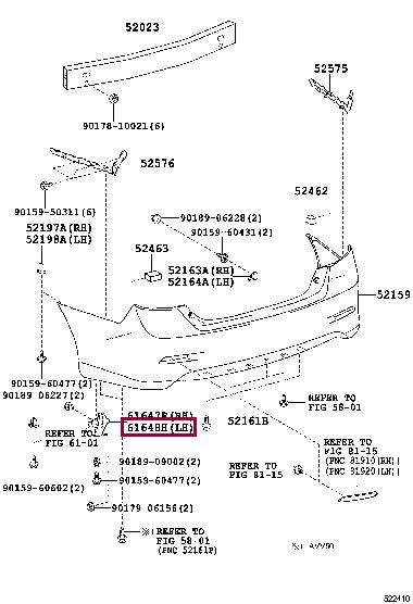 6164833070 Toyota Bracket bumper